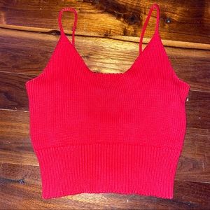 red knit tank top